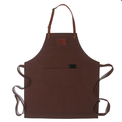 Personalized Full canvas apron with adjustable leather straps for kitchen, BBQ, restaurant,bakery,cafe,painting