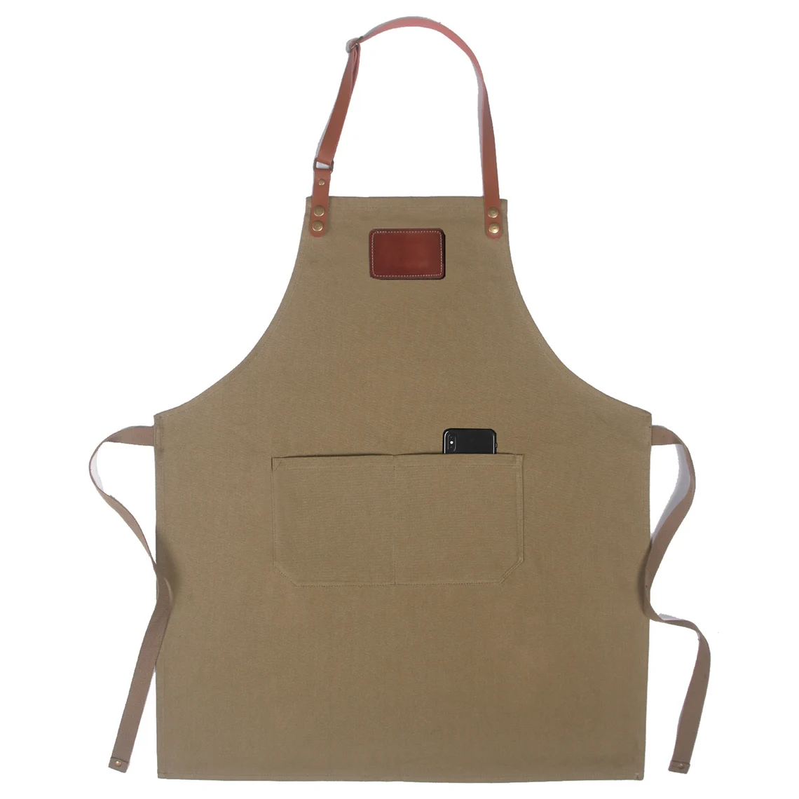 Personalized Full canvas apron with adjustable leather straps for kitchen, BBQ, restaurant,bakery,cafe,painting