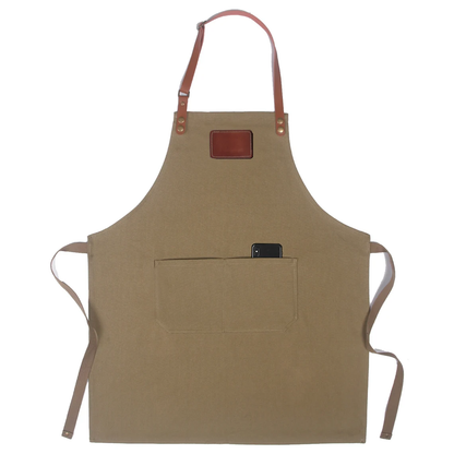 Personalized Full canvas apron with adjustable leather straps for kitchen, BBQ, restaurant,bakery,cafe,painting